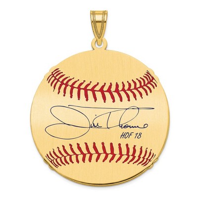 Black Bow Jewelry 14K Gold Plated Jim Thome Signature LG Enamel Baseball Pendant