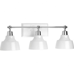Progress Lighting Bramlett 3-Light Bath & Vanity Wall Light, Brushed Nickel, Metal Reflector Shades - 1 of 4