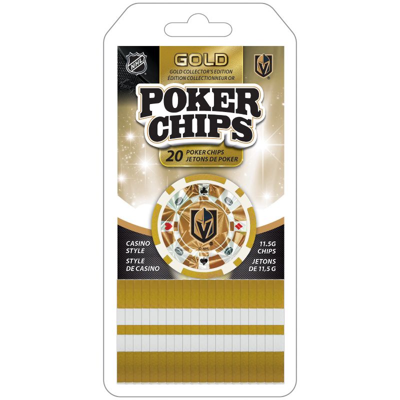 MasterPieces Casino Style 20 Piece 11.5 Gram Poker Chip Set NHL Las Vegas Golden Knights Gold Edition, 2 of 4