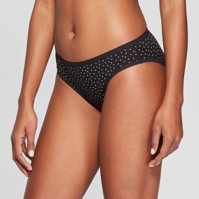 Women's Lace Trim Cotton Bikini Underwear - Auden™ Black 1x : Target
