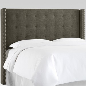 Nail Button Tufted Wingback Headboard (Full) Charcoal - Threshold , Grey