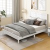 Infans Full Size Bed Frame Platform Slat High Headboard Bedroom Rubber Wood Leg White - 4 of 4