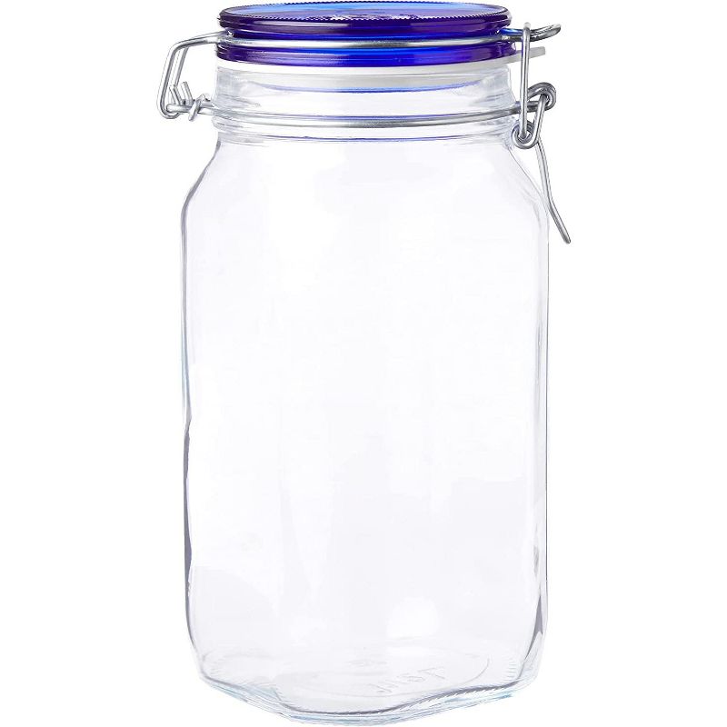 Bormioli Rocco Fido Square Jar with Blue Lid, 1.50 Liter (Pack of 2), 2 of 7