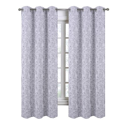 RT Designers Collection Liana Jacquard Grommet Curtain Panel Pair 36" x 84" Char