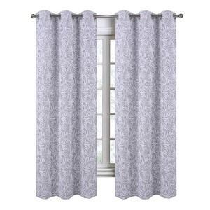 RT Designers Collection Liana Jacquard Grommet Curtain Panel Pair 36" x 84" Char - 1 of 4
