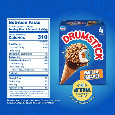 Nestle Vanilla Caramel Drumstick Ice Cream Cone - 4pk