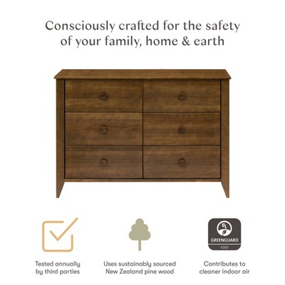 Natural Walnut Mid-Century Modern 6-Drawer Dresser