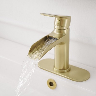 Brushed Gold Single Handle Waterfall Bathroom Faucet