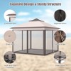 Tangkula 11 x 11 ft Pop up Gazebo 2-Tier Patio Canopy Tent Shelter w/ Carrying Bag Beige/Brown - 3 of 4
