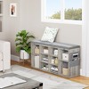 WhizMax Grey Shoe Bench Cubby Organizer with 10 Cubbies, Foam Pad Seating Cushion, 3-Tier Adjustable Shelf for Hallway Bedroom Living Room Dorm - 4 of 4