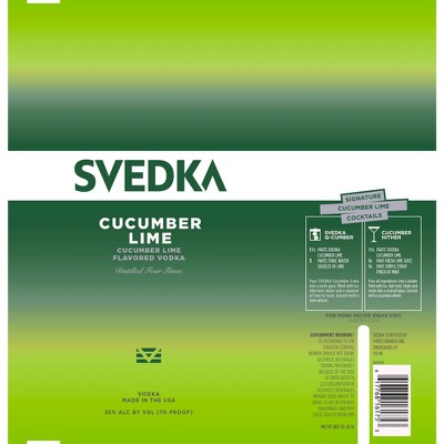 SVEDKA Cucumber Lime Flavored Vodka - 750ml Bottle