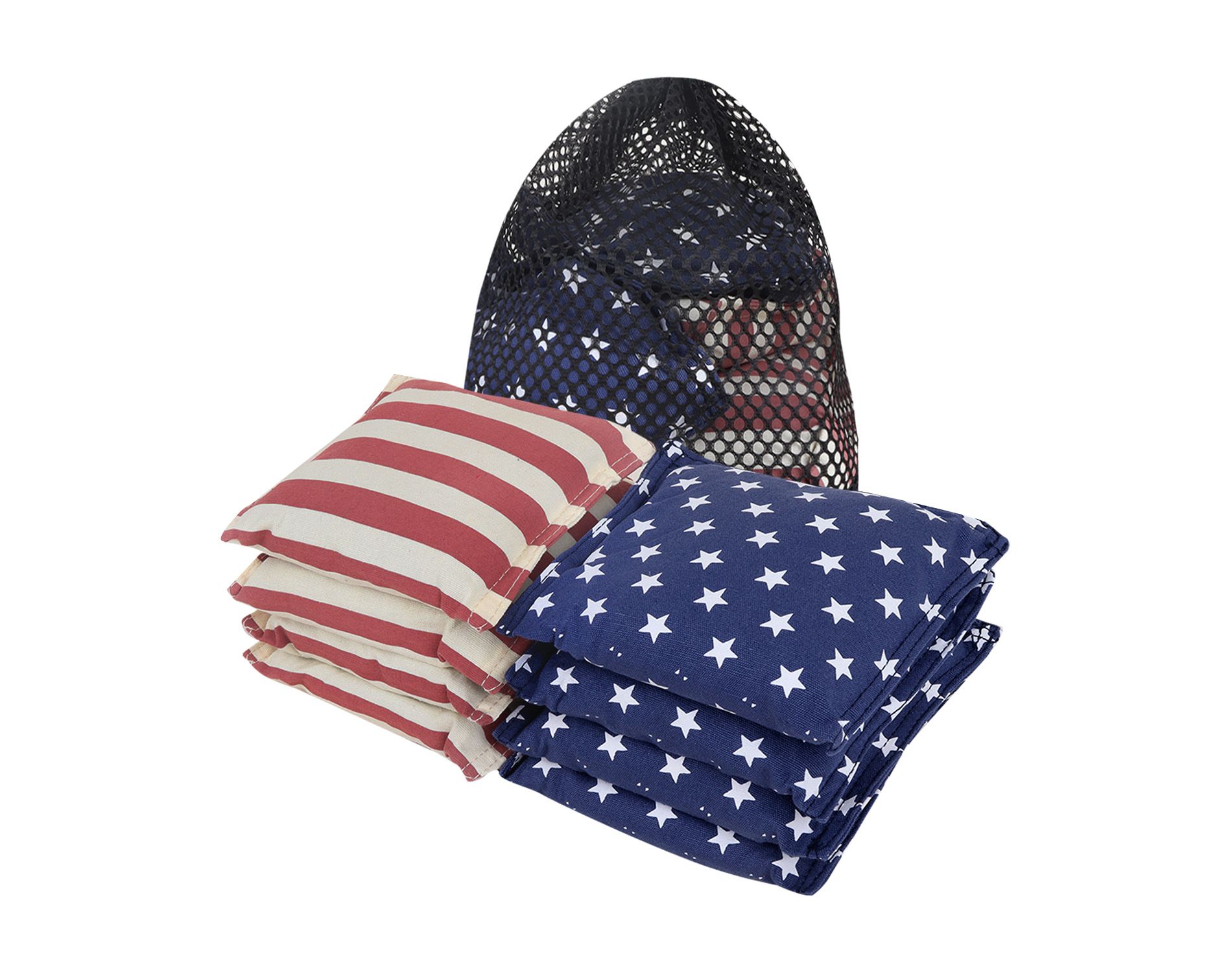GSE Set of 8 Regulation Size Cornhole Bean Bags. Corn Hole Board Toss Game Replacement Bean Bags (Stars Stripes Flag)