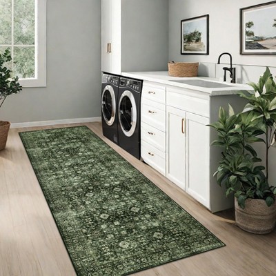 Vintage Floral Rug Non Slip Low Pile Area Rug Soft Throw Rugs for Living Room Bedroom