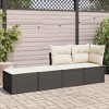vidaXL Patio Sofa Set with Cushions Lounge Stools 2 Piece Poly Rattan Acacia - Black and Cream - 3 of 4