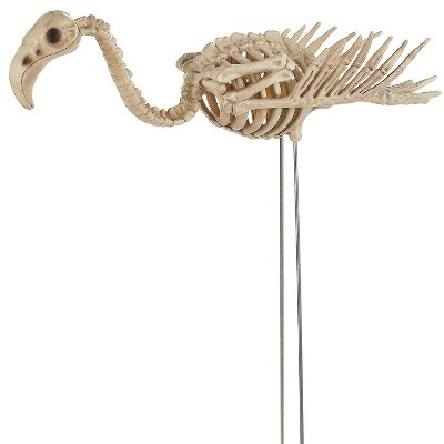 Halloween Express  Flamingo Skeleton Halloween Decoration - Size 27 in - Off-White