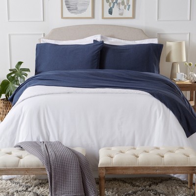 Great Bay Home Cotton T-Shirt Jersey Knit Flannel Sheet Set