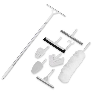 NewHome 8 in 1 Tub And Tile Scrubber Cleaning Brush With 42.91in Long Handle Sponge Hard Bristles Gap Brush Window Squeegee