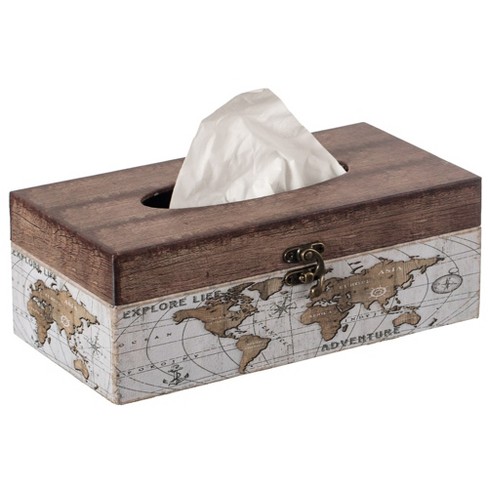 Facial Tissue Box For Your Bathroom, Office, Or Vanity Decorative World Map Design : Target