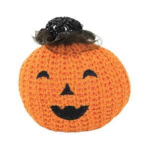 Ganz 7.0 Inch Crochet Pumpkin Halloween Jack-O-Lantern Plush Figurines - 1 of 3