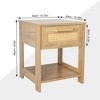 Modern Rattan Nightstands Set of 2 with Storage Drawers and Shelves for Bedroom and Living Room - 2 of 4