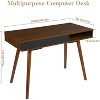 Small Office Desk, Mid Century Modern Writing Desk with Drawers, 42 Inch Wooden Computer Table for Study Room Bedroom - 2 of 4
