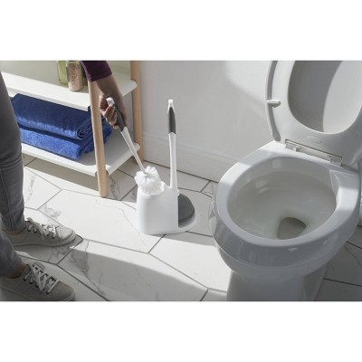 White and Black Toilet Plunger and Brush Set with Caddy