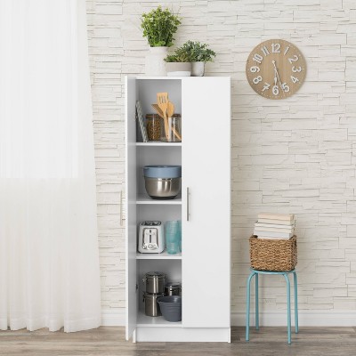 White Tall Storage Cabinet with Adjustable Shelves