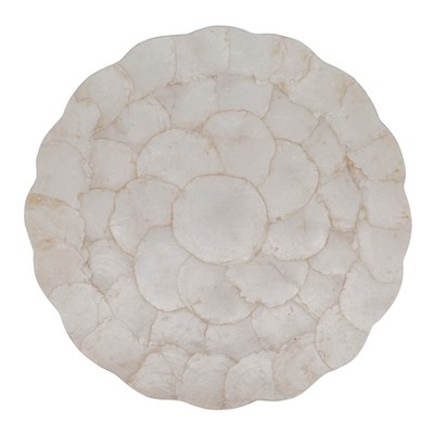 Ivory Scalloped Capiz Placemats Set of 4, 15"