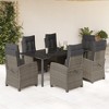 vidaXL 7-Piece Patio Dining Set - PE Rattan & Steel Furniture with Cushions & Glass Table for Garden/Backyard/Patio, Adjustable Reclining Chairs, Gray - 2 of 4