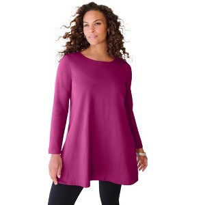Roaman's Ultimate Long Sleeve Crewneck Swing Tunic - 1 of 2