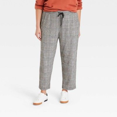 plus size black and white plaid pants