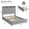 Queen Bed Frame with 50.8" Tall Headboard, Platform Velvet Upholstered Bed Frame with 4 Storage Drawers - 2 of 4