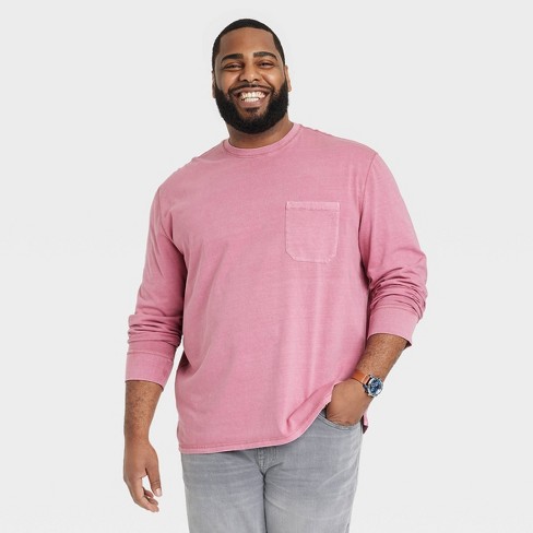 Men's Big & Tall Long Sleeve Garment Dyed Pocket T-shirt - Goodfellow & : Target