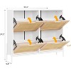 Natural Rattan Storage Cabinet with 2 Flip Drawers, Wooden Entry Way Shoe Cabinet with Storage with Adjustable Shelf and Metal Legs - 2 of 4