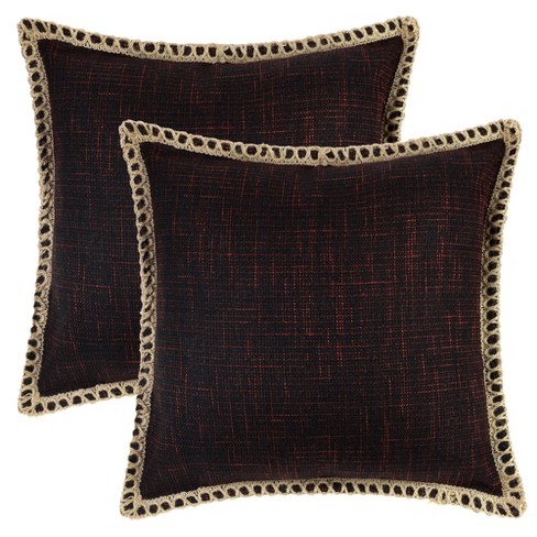 Unique Bargains Bedroom Linen Solid Color Throw Pillow Covers 2 Pcs Black 18 X 18 Target