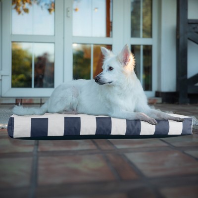 Navy and White Striped Canvas Orthopedic Outdoor Dog Bed