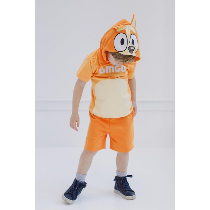 Bluey Hooded Cosplay T-Shirt and French Terry Shorts Outfit Set Toddler to Little Kid, 2 of 6