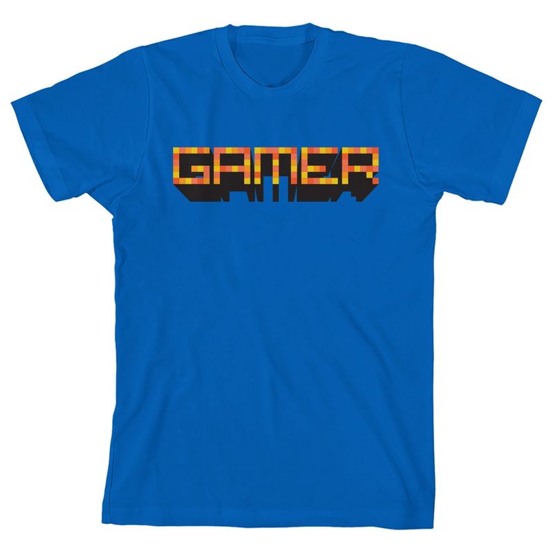 "Gamer" Youth Royal Blue Short Sleeve Crew Neck Tee, 1 of 3