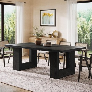 Lantine Farmhouse Dining Table for 6-8, 63-Inch Rectangle Kitchen Table with Strong Geometric Frame for Kitchen & Dining & Living Room (Black) - 1 of 4