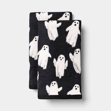 2pk Halloween Ghosts Hand Towels Black/White - Hyde and EEK! Boutique™