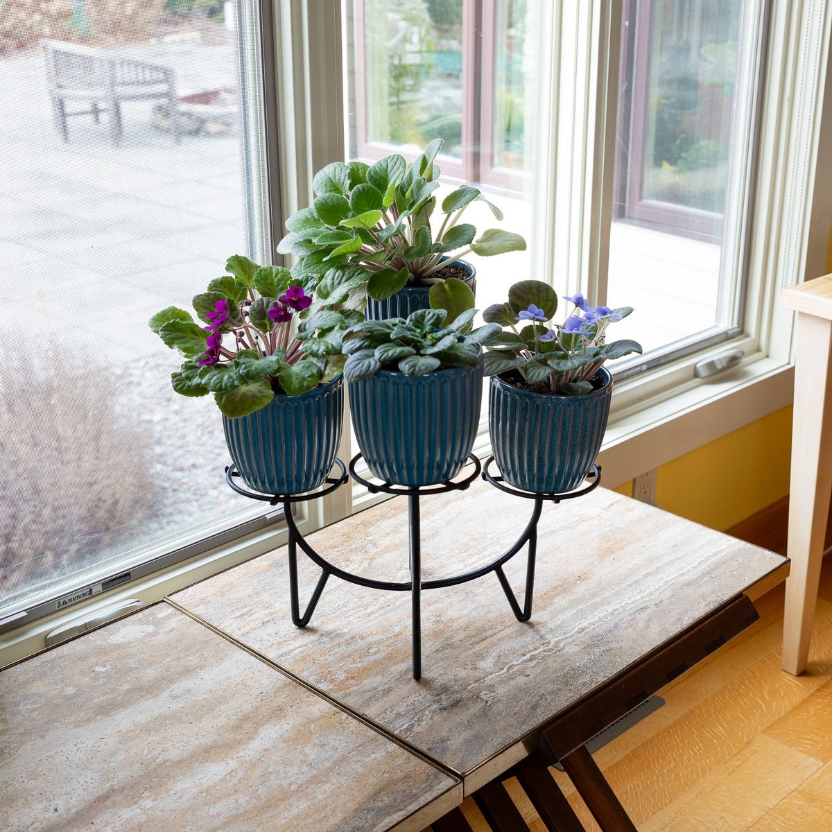 ACHLA Designs Frida Wrought Iron Indoor Planter Stand Black 17.5"x17.5"x11.25" - thumbnail 5