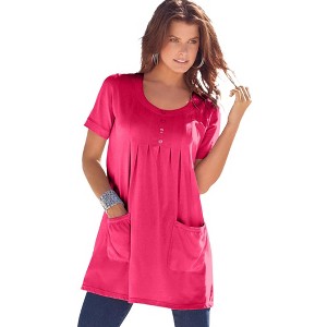 Roaman's Women's Plus Size Two Pocket Soft Knit Tunic - 1 of 4
