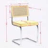 Set of 2 Mid Century Modern Cane Dining Chairs with Velvet Seat and Chrome Cantilever Base,Breuer Rattan Accent Chairs-Baofuwish - 4 of 4