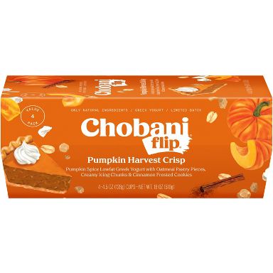 Chobani Flip Pumpkin Harvest Crisp Low-Fat Greek Yogurt - 4.5oz/4ct