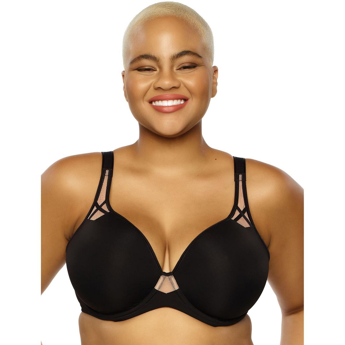 Women's Amaranth Plunge T-Shirt Bra - Sheer Insets, Brushed Foam Cups, Smooth, Flattering - Felina