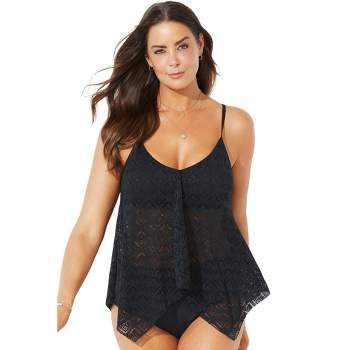 Swimsuits for All Women's Plus Size Handkerchief Crochet Tankini Top