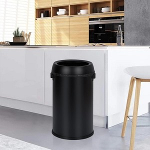 17 Gal Commercial Grade Stainless Steel Trash Can, Smudge Resistant Open Top Round Bin for Restaurant Home Office, Heavy Duty Easy Clean Black Finish - 1 of 4