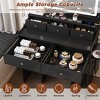 AENKYO Large Mirror Vanity Desk, Makeup Vanity Set with 5 Drawers, 3 Adjustable LED Lights & Hair Dryer Holder Dressing Table for Bedroom, Black - 4 of 4