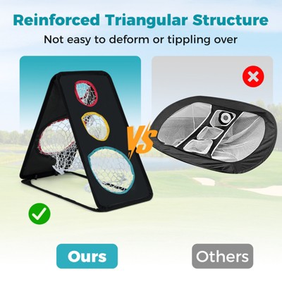 Gymax Dual-Sided Golf Chipping Net w/5 Target Holes Triangular Structure Oxford Fabric, 10 of 11