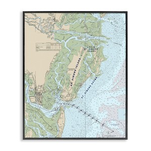 Stupell Industries Traditional St. Simons Island Nautical Map Blue Green, 16" x 20" - 1 of 4